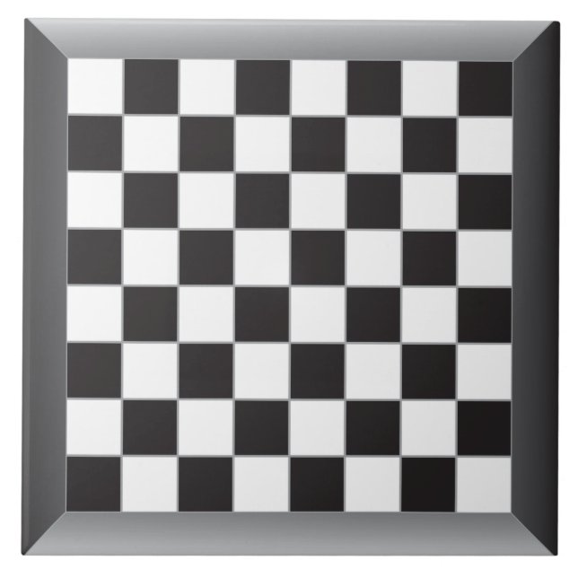 Azulejo De Cerámica blanco del negro de la tabla del ajedrez (Frente)