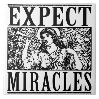 Azulejo de cerámica blanco Expect Miracles 6" sq