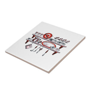 Azulejo De Cerámica Blanco negro del estante el   de la cocina del