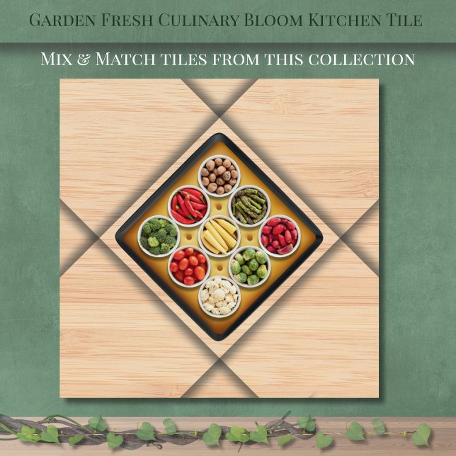 Azulejo de cerámica Bloom Kitchen Garden Fresh Cul (Garden Fresh Culinary Bloom Kitchen Ceramic Tile )