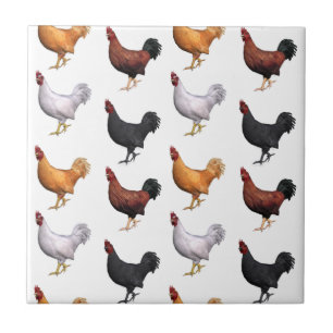 Azulejo De Cerámica Bloque De Gallos