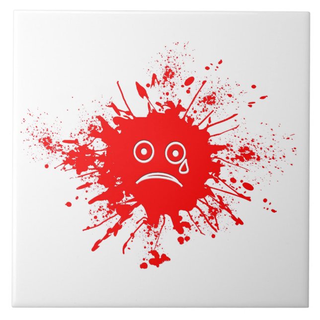 Azulejo De Cerámica Bloque de tinta roja (Frente)