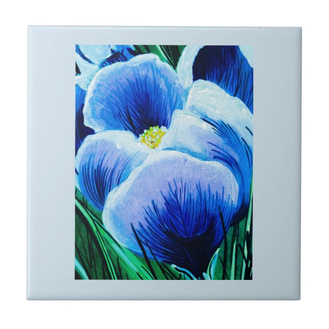 Azulejo De Cerámica Blue Crocus Tile (Frente)