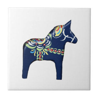 Azulejo De Cerámica Blue Dala Horse Tile, a la izquierda