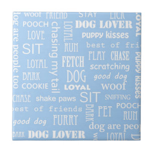 Azulejo De Cerámica Blue Dog Lover Sayings