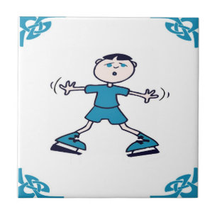 Azulejo De Cerámica Blue Dutch Boy Ice Skate
