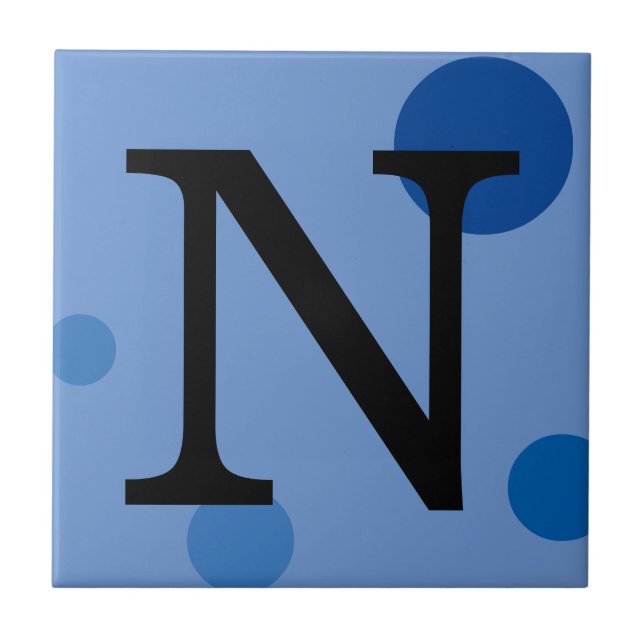 AZULEJO DE CERÁMICA BLUE MONOGRAM POLKA DOT TILE (Frente)