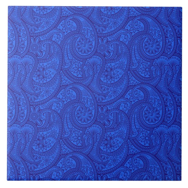 Azulejo De Cerámica Blue Paisley (Frente)