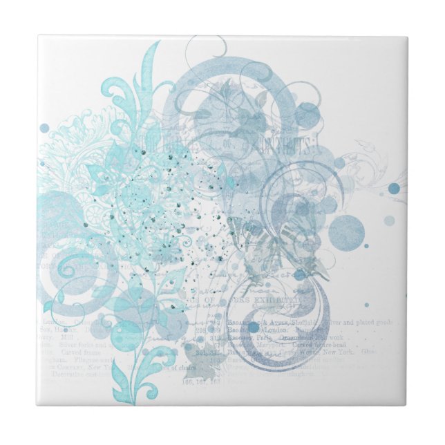 Azulejo De Cerámica Blue Swirls (Frente)