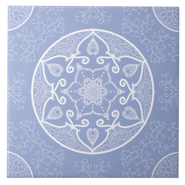 Azulejo De Cerámica Blueberry Mandala (Frente)