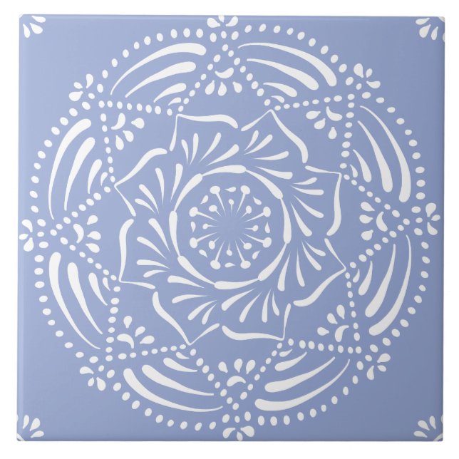 Azulejo De Cerámica Blueberry Mandala (Frente)