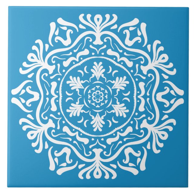 Azulejo De Cerámica Bluebird Mandala (Frente)