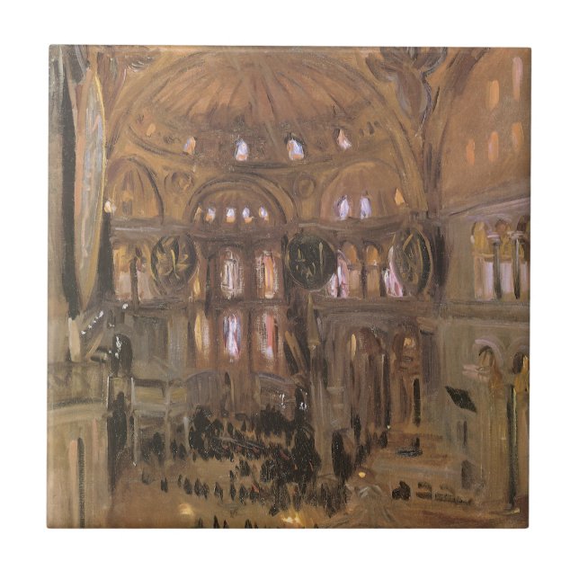 Azulejo De Cerámica Boceto de Santa Sofía de John Singer Sargent (Frente)