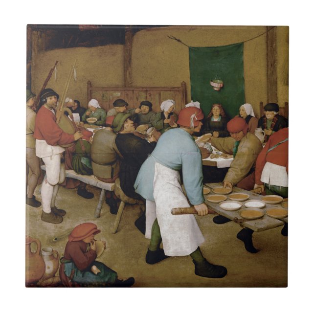Azulejo De Cerámica Boda campesina de Pieter Bruegel la anciano (Frente)