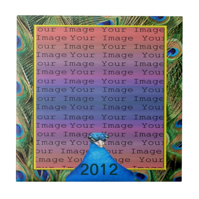 Azulejo De Cerámica Boda Peacock Tile (Frente)