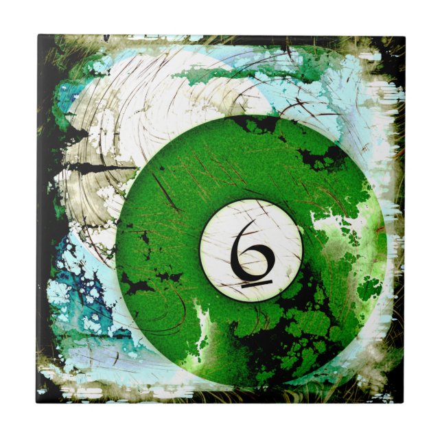 AZULEJO DE CERÁMICA BOLA DE BILLAR NÚMERO 6 (Frente)