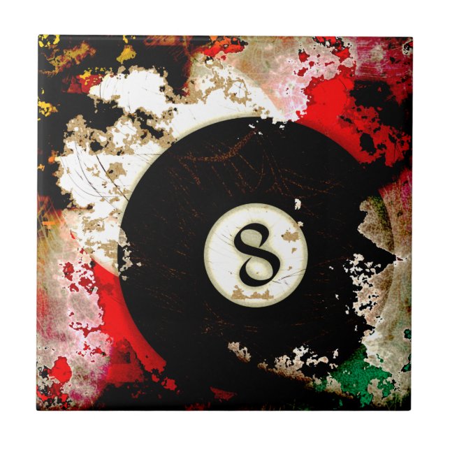 AZULEJO DE CERÁMICA BOLA DE BILLAR NÚMERO 8 (Frente)