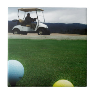 Azulejo De Cerámica bolas de golf y carrito de colores