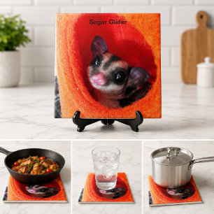 Azulejo De Cerámica Bolsa para dormir naranja para Sugar Glider lindo