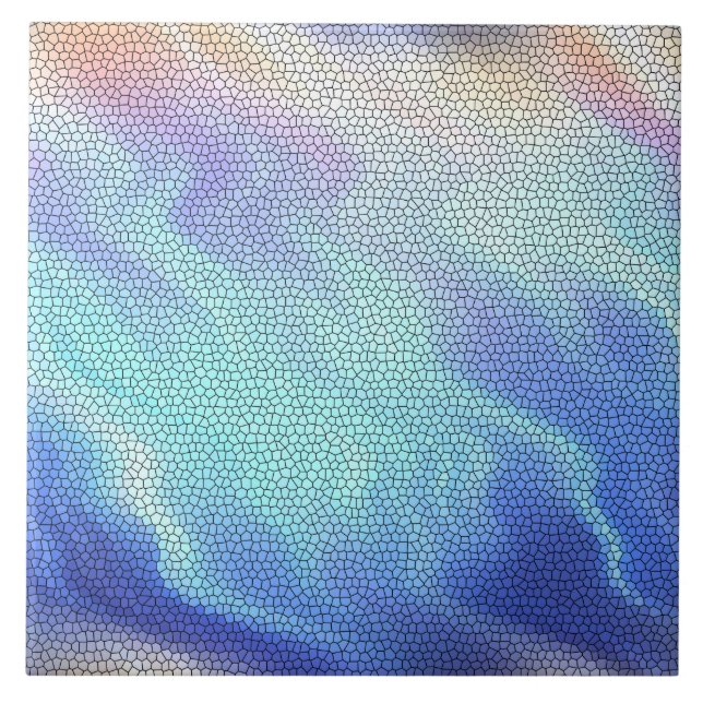 Azulejo De Cerámica Bonito Aqua Blue Purple Pastel Mosaic (Frente)