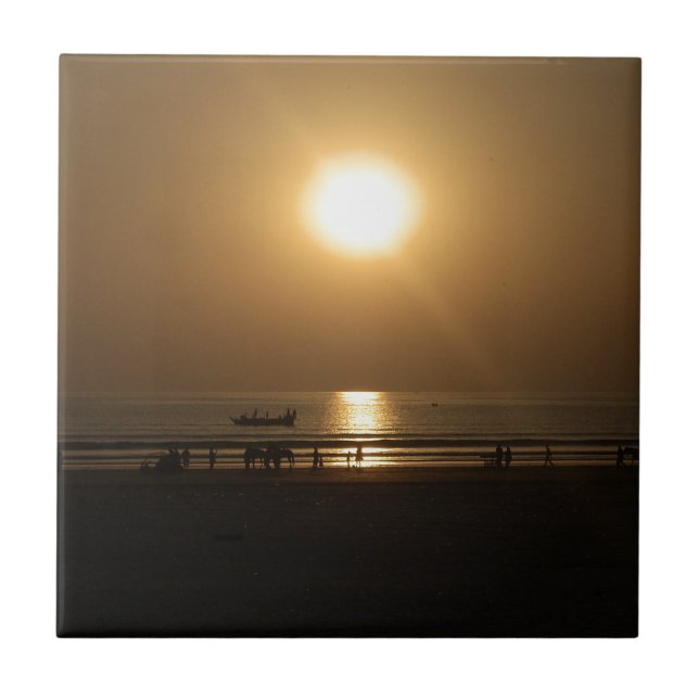 Azulejo De Cerámica Bonito atardecer de verano (Frente)