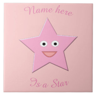 Azulejo De Cerámica Bonito Estrella Rosa Personalizado Tile