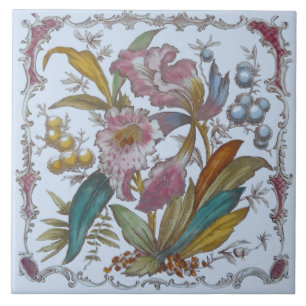 Azulejo De Cerámica Bonito mosaico floral victoriano c1880