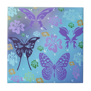 Azulejo De Cerámica Bonitos Blues Butterflies