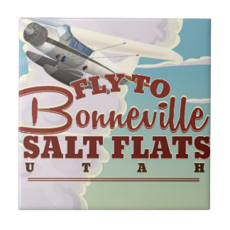 Azulejo De Cerámica Bonneville Salt Flat Utah poster de viaje vintage