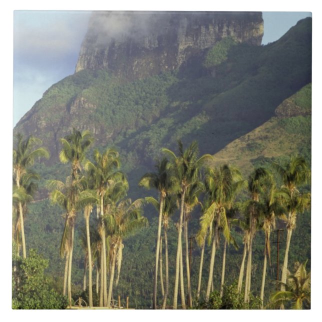 Azulejo De Cerámica Bora Bora, escenario frente al mar de la Polinesia (Frente)