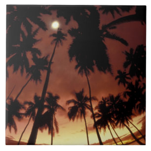 Azulejo De Cerámica Bora Bora, Polinesia Francesa Sunset, a través de