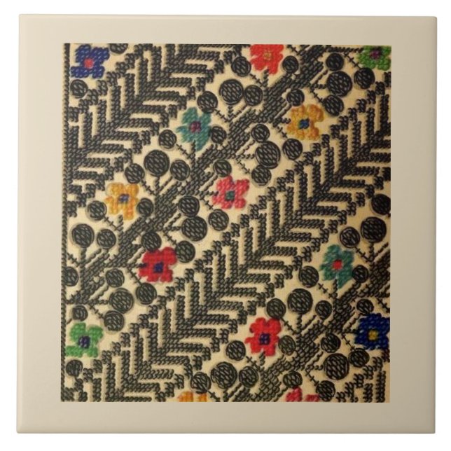 Azulejo De Cerámica Bordado de Vyshyvanka del ucraniano (Frente)