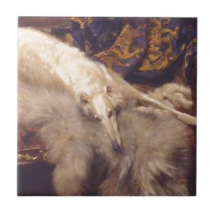 Azulejo De Cerámica Borzoi descansando