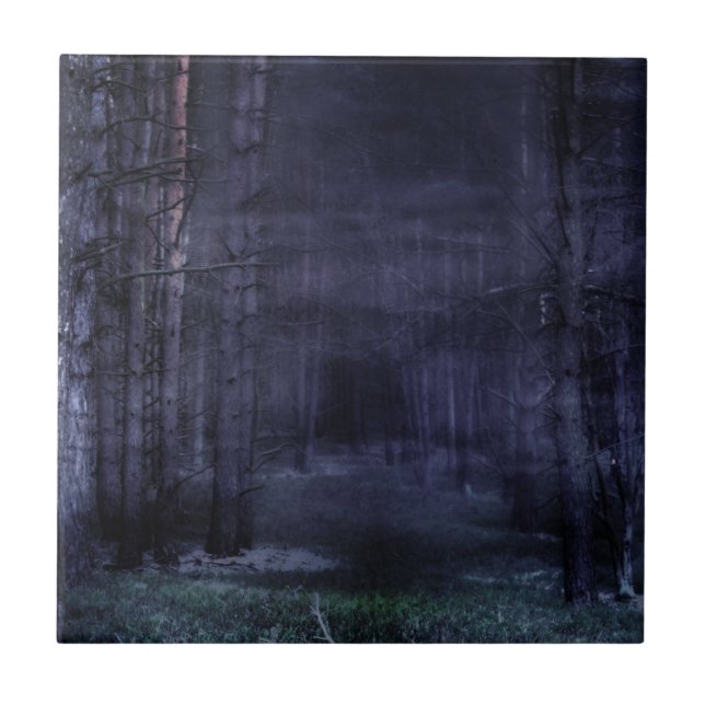 Azulejo De Cerámica Bosque espeluznante (Frente)