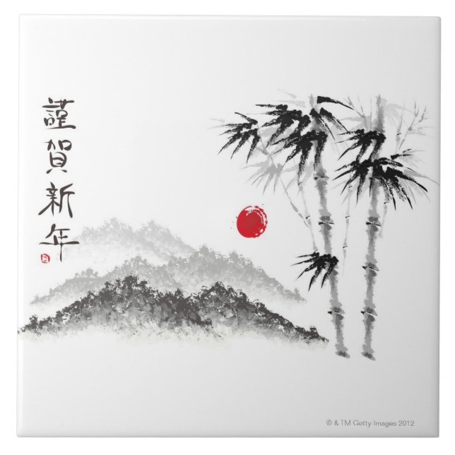 Azulejo De Cerámica Bosquejo del paisaje (Frente)