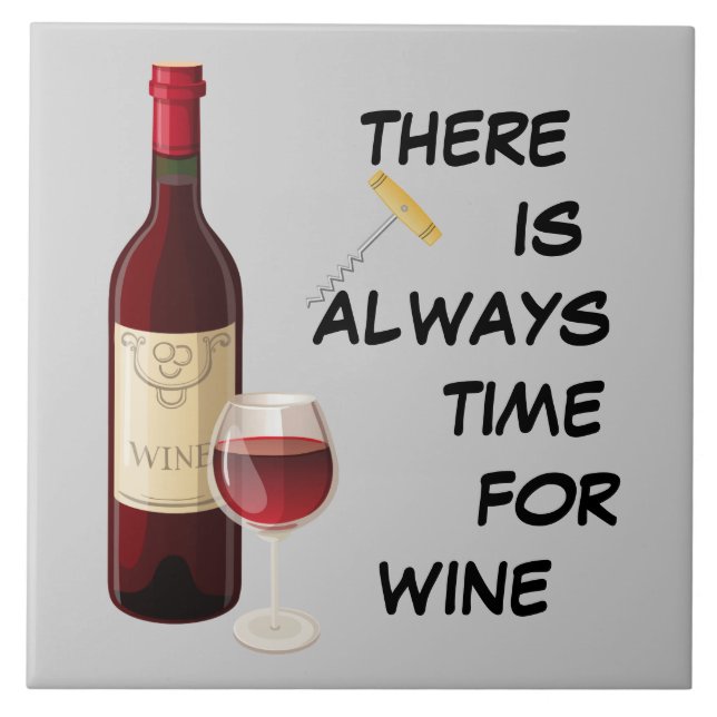 Azulejo De Cerámica Botella y vidrio de vino animada (Frente)