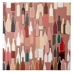 Azulejo De Cerámica Botellas de vino, colores de la tierra, fondo de t