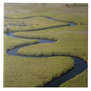 Azulejo De Cerámica Botsuana, África. Vista aérea del río Okavango.