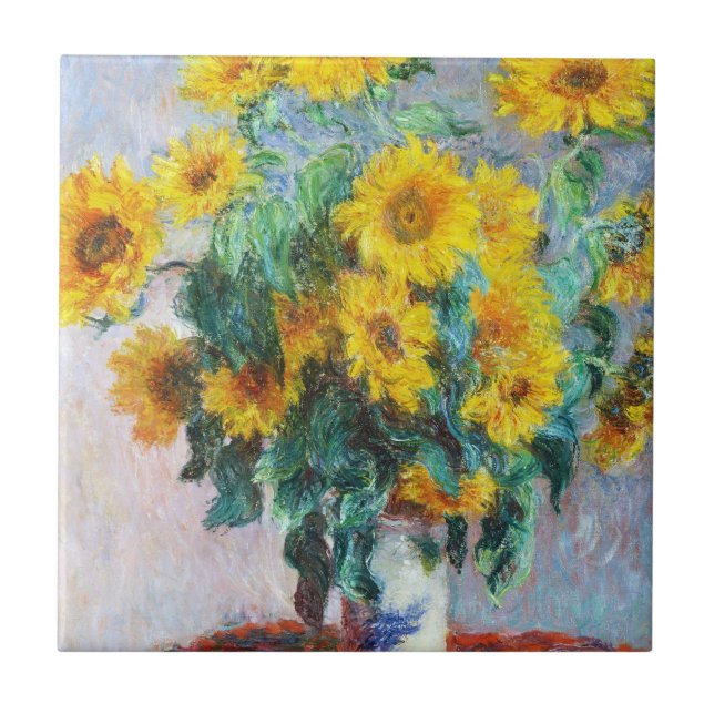 Azulejo De Cerámica Bouquet de girasoles, Claude Monet, 1880 (Frente)