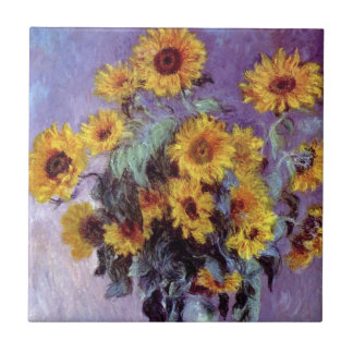 Azulejo De Cerámica Bouquet de girasoles de Claude Monet, arte vintage