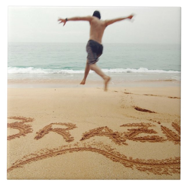 Azulejo De Cerámica BRASIL. Hombre barechest con traje de baño (Frente)