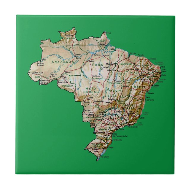 Azulejo De Cerámica Brasil Map Tile (Frente)
