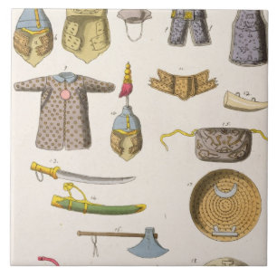 Azulejo De Cerámica Brazo armado y ropa chinos, ilustracion franco