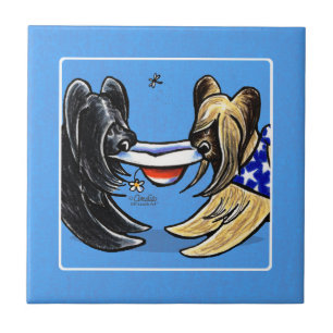 Azulejo De Cerámica Briard Mad Hatters Off-Leash Art™
