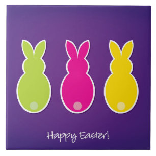 Azulejo De Cerámica Bright Easter Bunny Silhouette