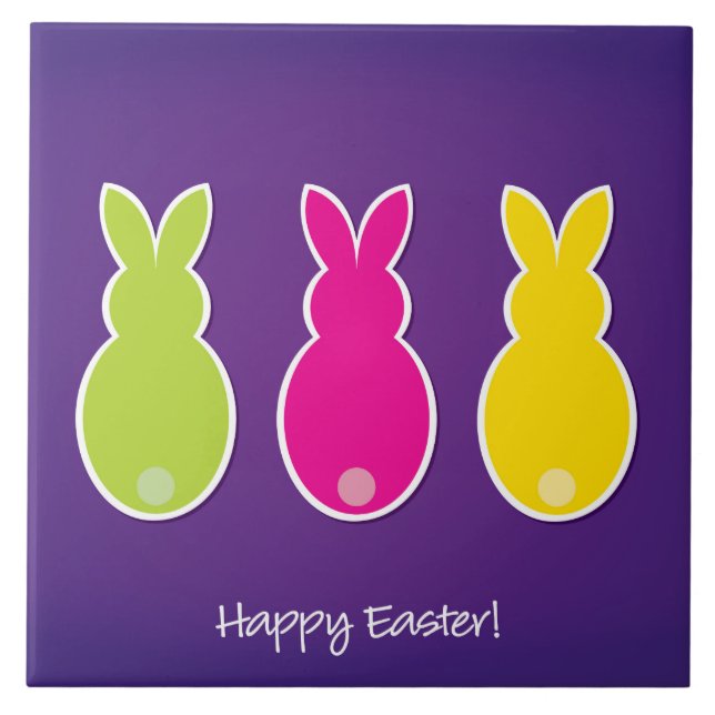 Azulejo De Cerámica Bright Easter Bunny Silhouette (Frente)