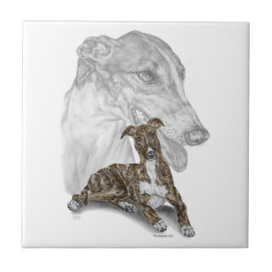Azulejo De Cerámica Brindle Greyhound Dog Art