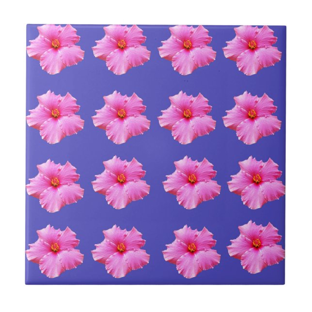 Azulejo De Cerámica Brisa de verano de Hibiscus,_ (Frente)