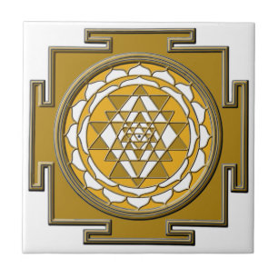Azulejo De Cerámica Bronce de Sri Yantra