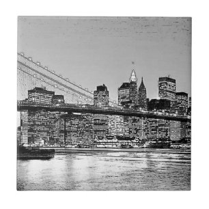 Azulejo De Cerámica Brooklyn Bridge New York